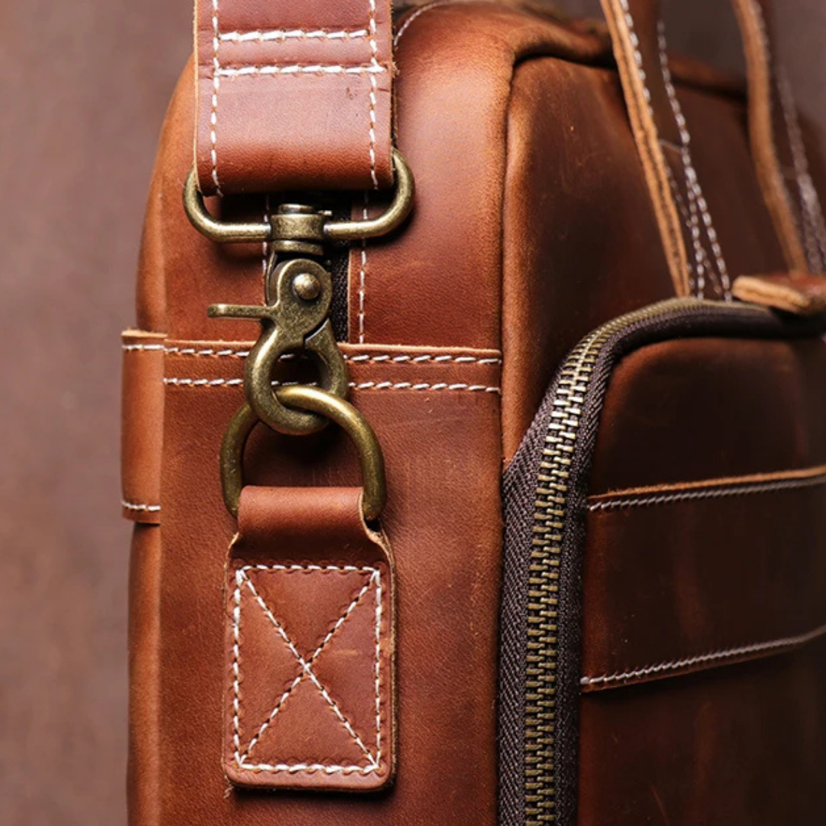 Cassis leather briefcase
