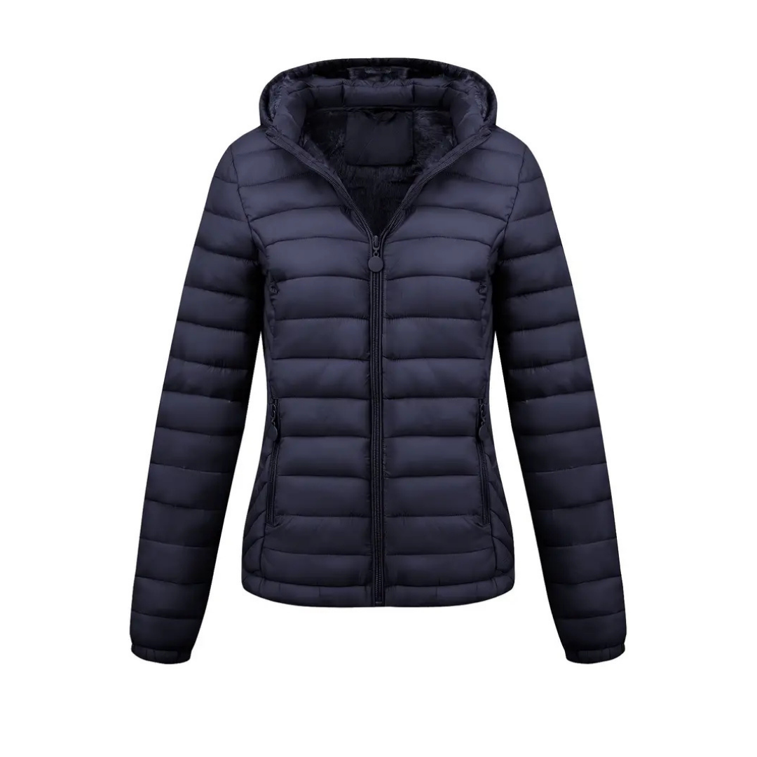 Rue | Women's Puffer Jacket Black Hooded Quilted