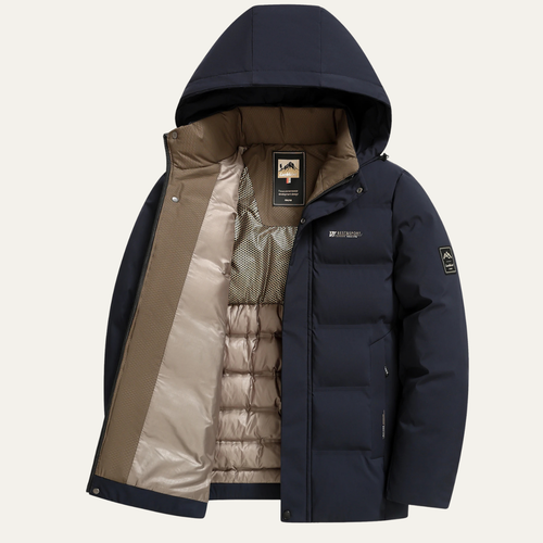Dama Washington Axel men's puffer jacket navy hooded winter quilted - front view
