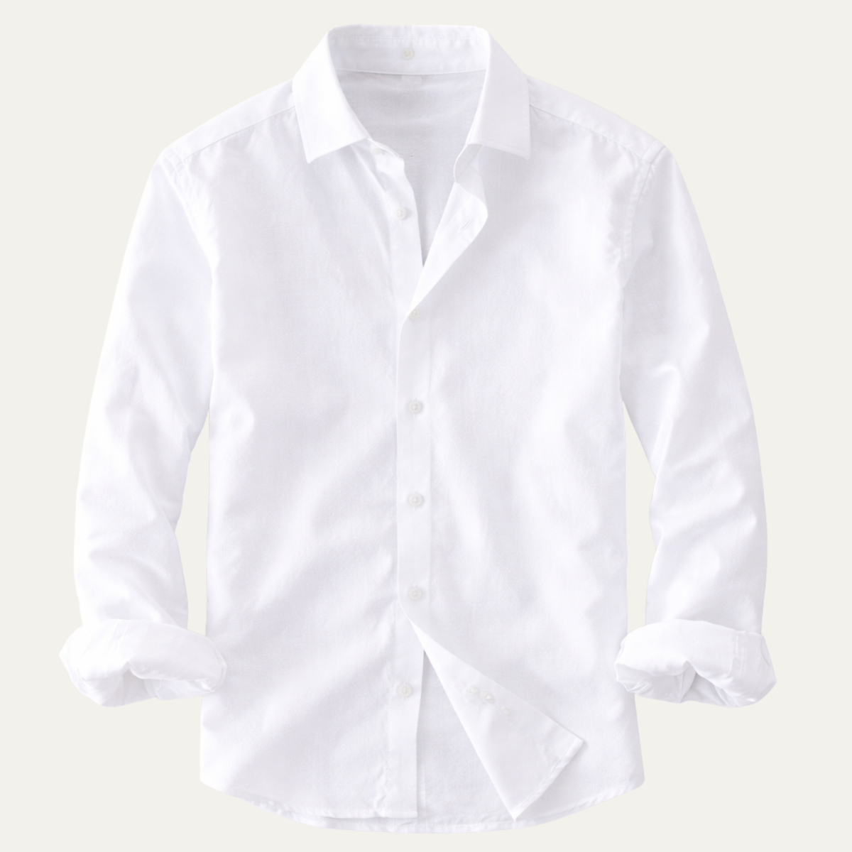 Callum | Men's Linen Button Up Shirt White Long Sleeve