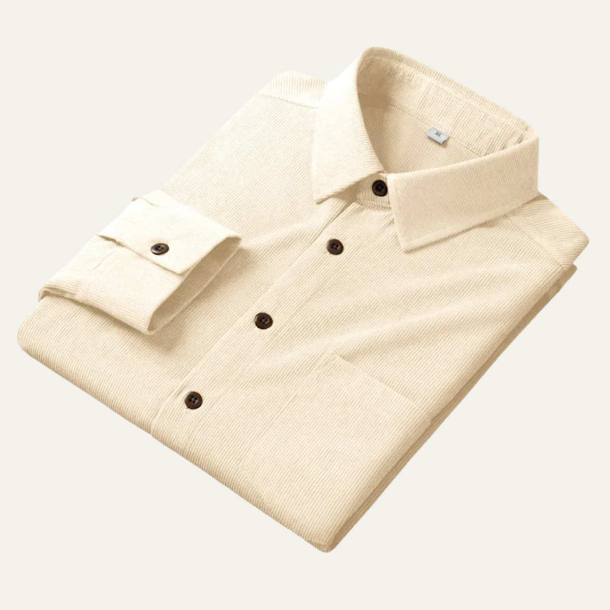 Beau | Men's Corduroy Button Up Shirt Cream Long Sleeve