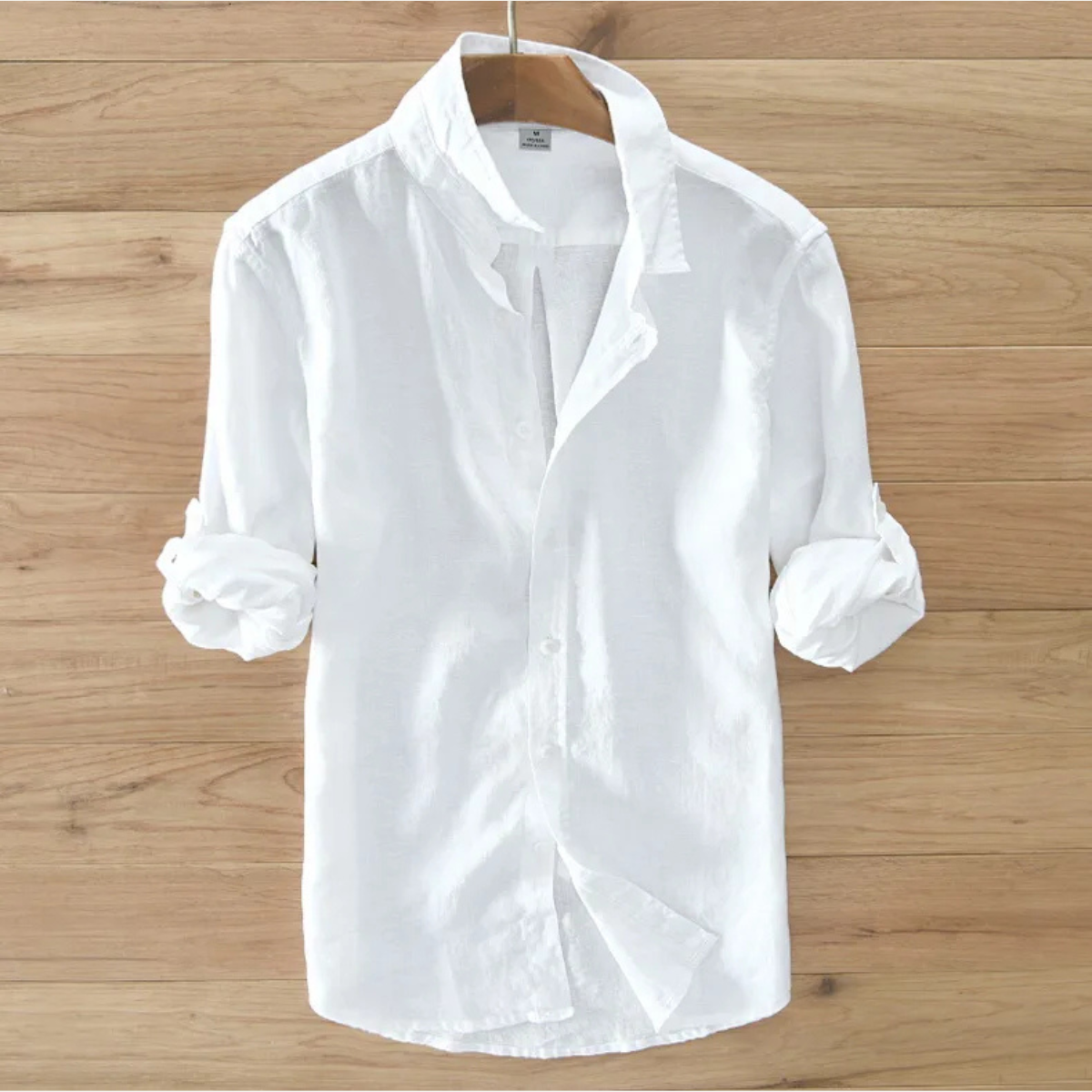 Callum | Men's Linen Button Up Shirt White Long Sleeve
