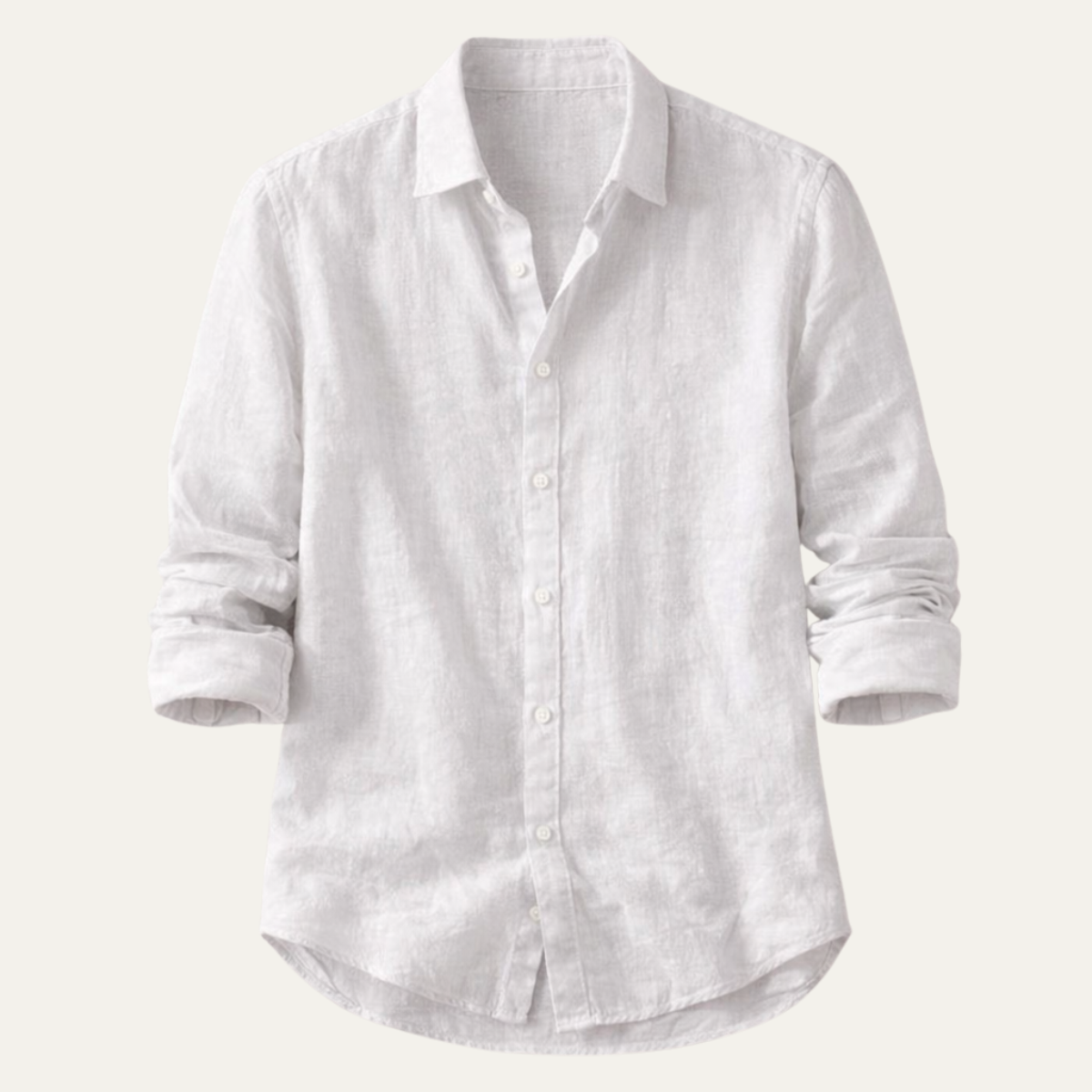Bram | Men's Linen Button Up Shirt White Long Sleeve