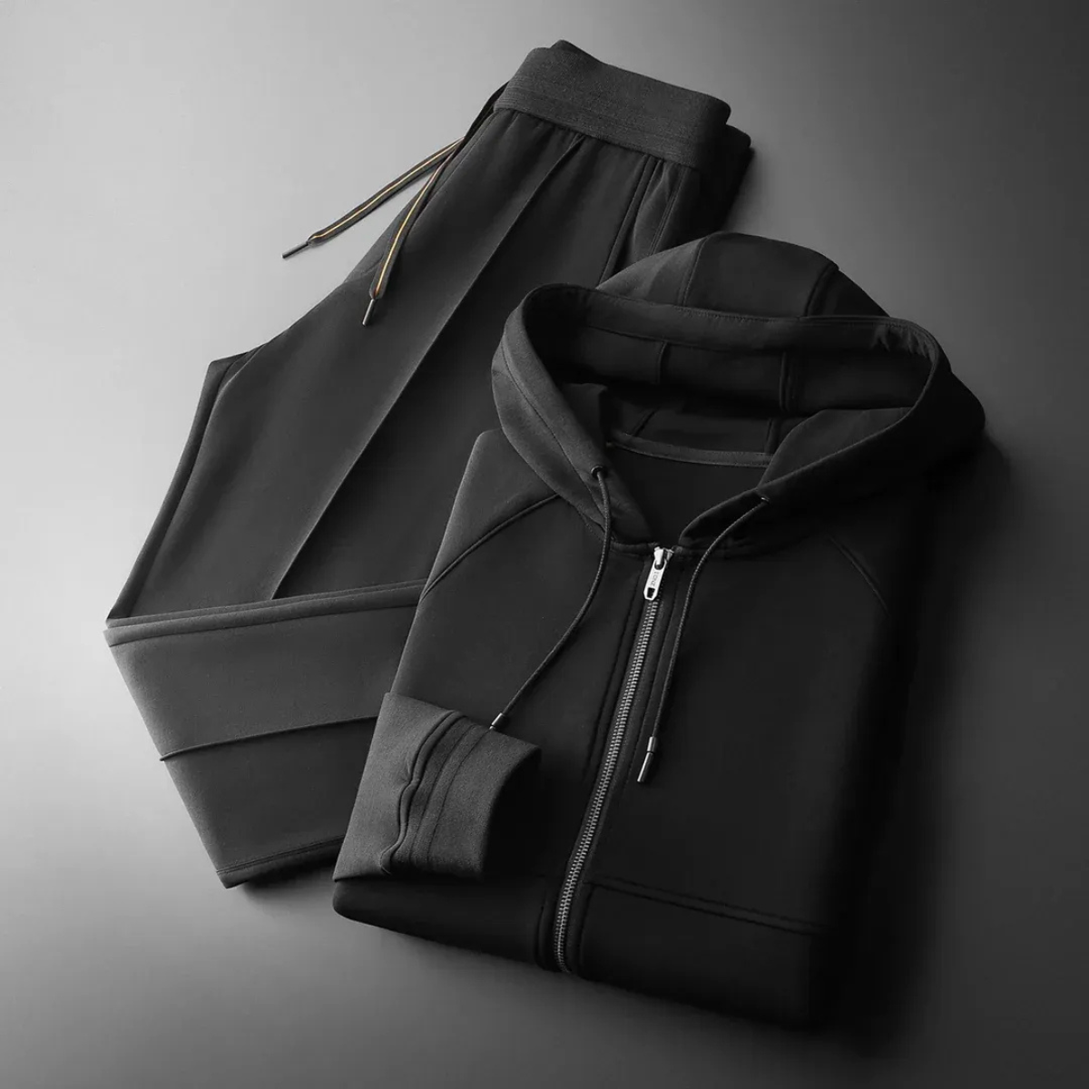 Kade | Men's Sweatsuit Black Zip Up Hoodie Joggers Set