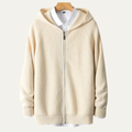 Dama Washington Sage men's zip up hoodie cream ribbed knit - front view