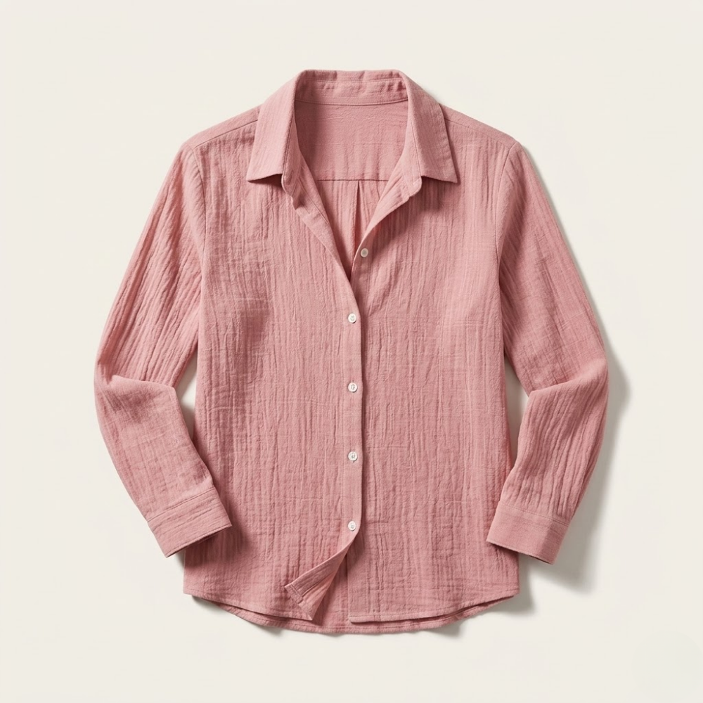 Dama Washington Rosa women's linen button down shirt cream long sleeve - view 5