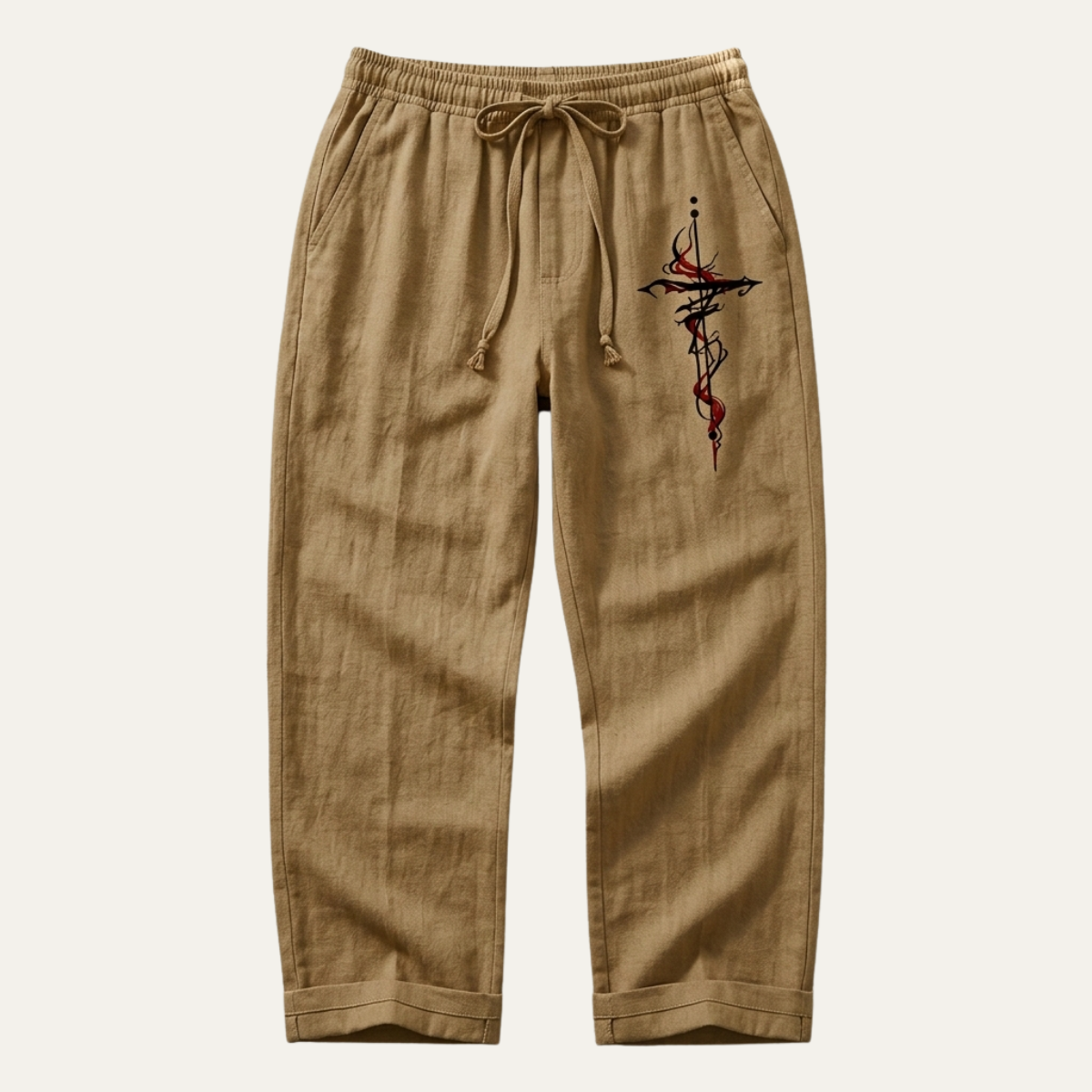 Ash | Men's Linen Pants Light Blue Drawstring Relaxed Fit