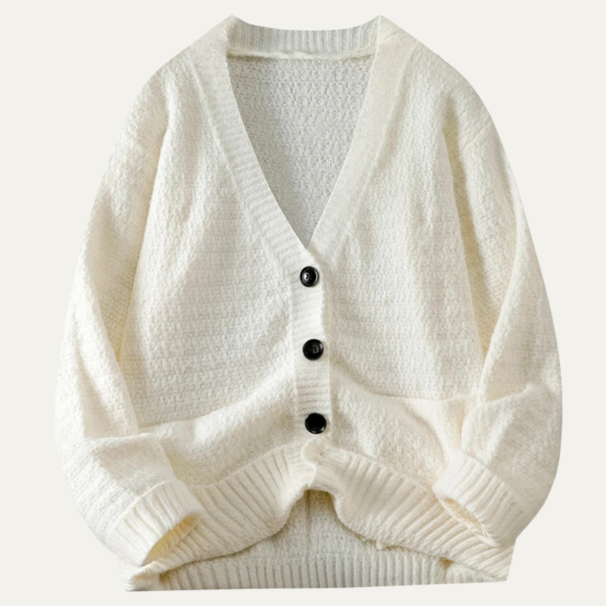 Beau | Men's Oversized Cable Knit Cardigan Gray V Neck