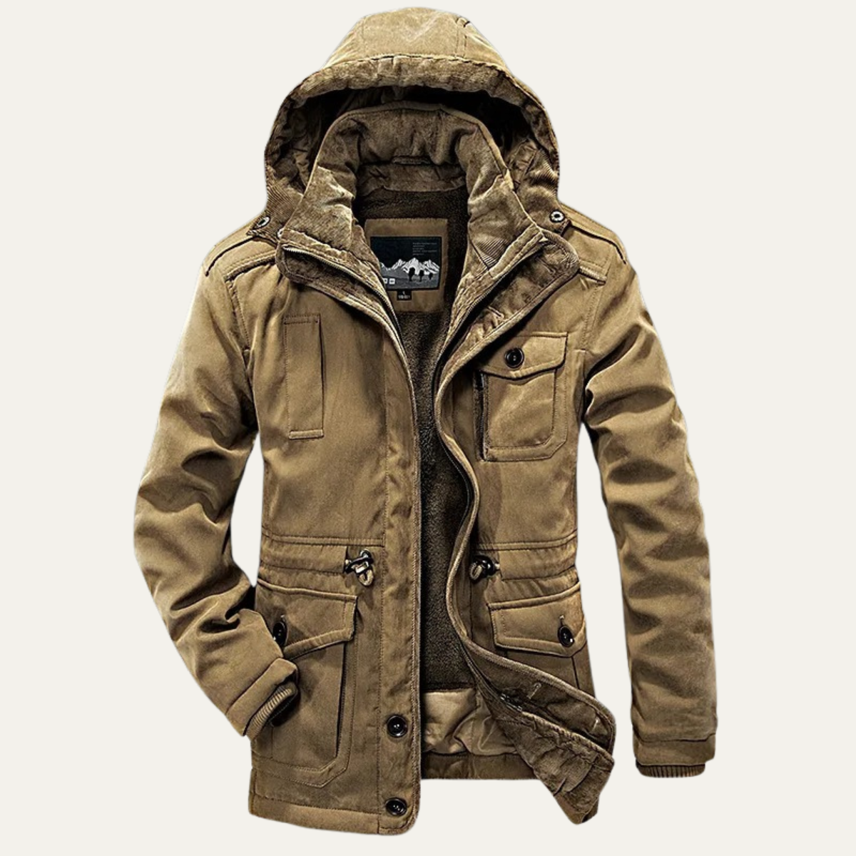 Ash | Men's Winter Parka Olive Hooded Quilted Jacket