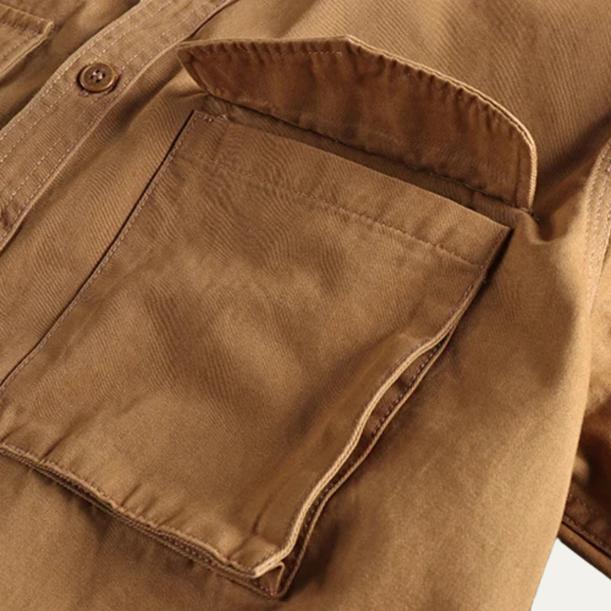 Bram | Men's Utility Button Up Shirt Tan Cargo Pockets