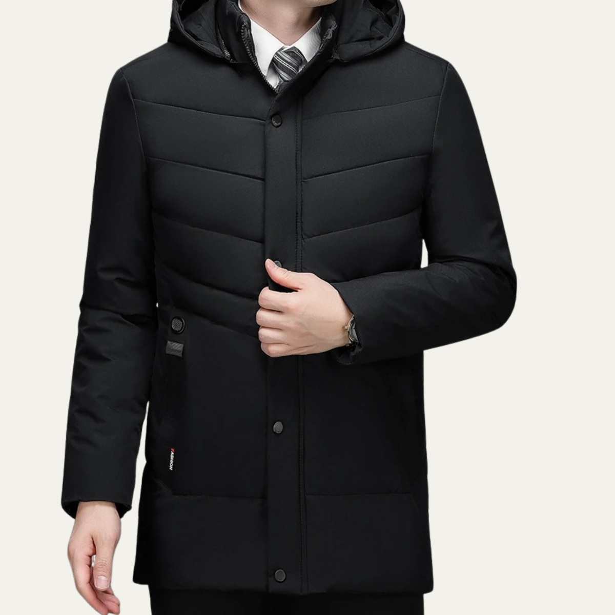 Jasper | Men's Puffer Jacket Navy Long Length Quilted