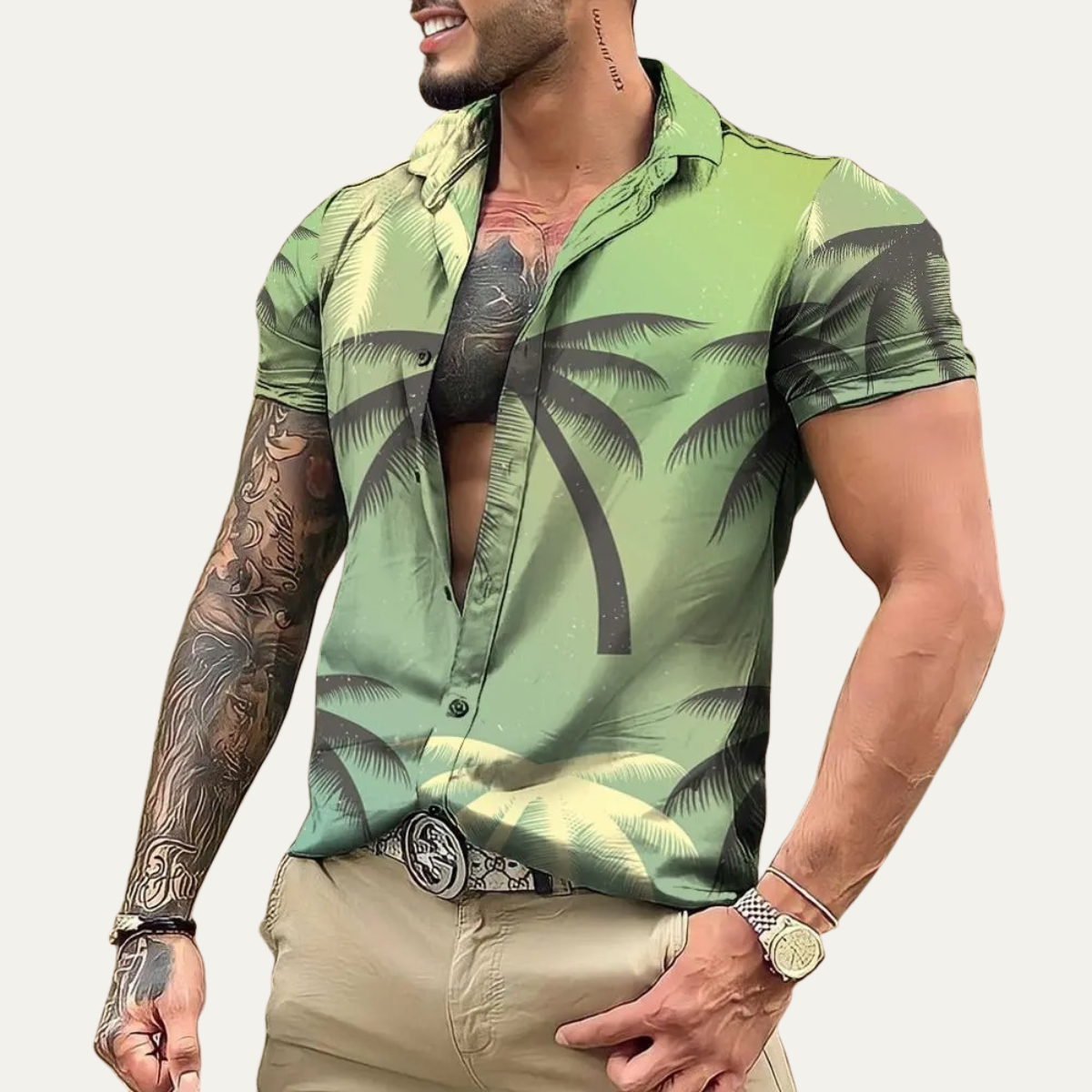 Sage | Men's Hawaiian Shirt Black Purple Floral Short Sleeve