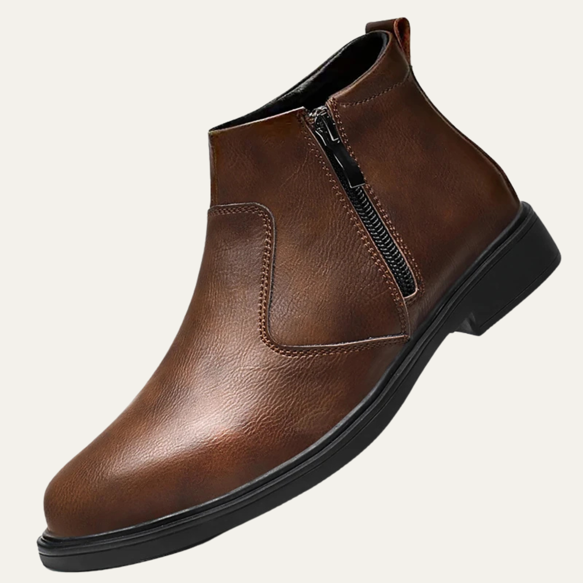 Rhys | Men's Casual Side Zip Leather Ankle Boots Black