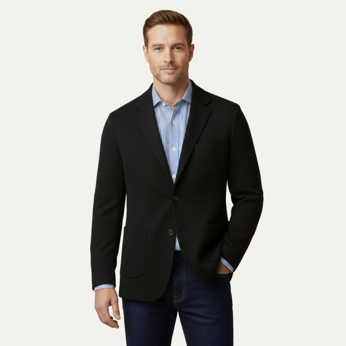 Hugo | Men's Smart Casual Linen Blazer Olive Green Stripe Shirt