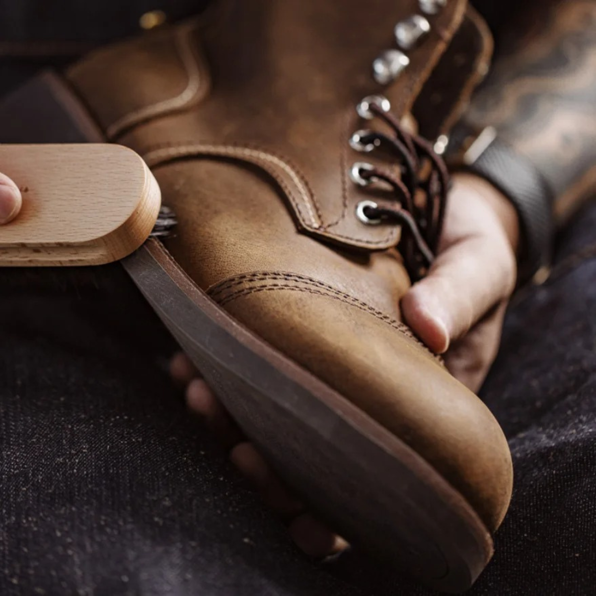 Beau | Men's Lace Up Work Boots Brown Leather