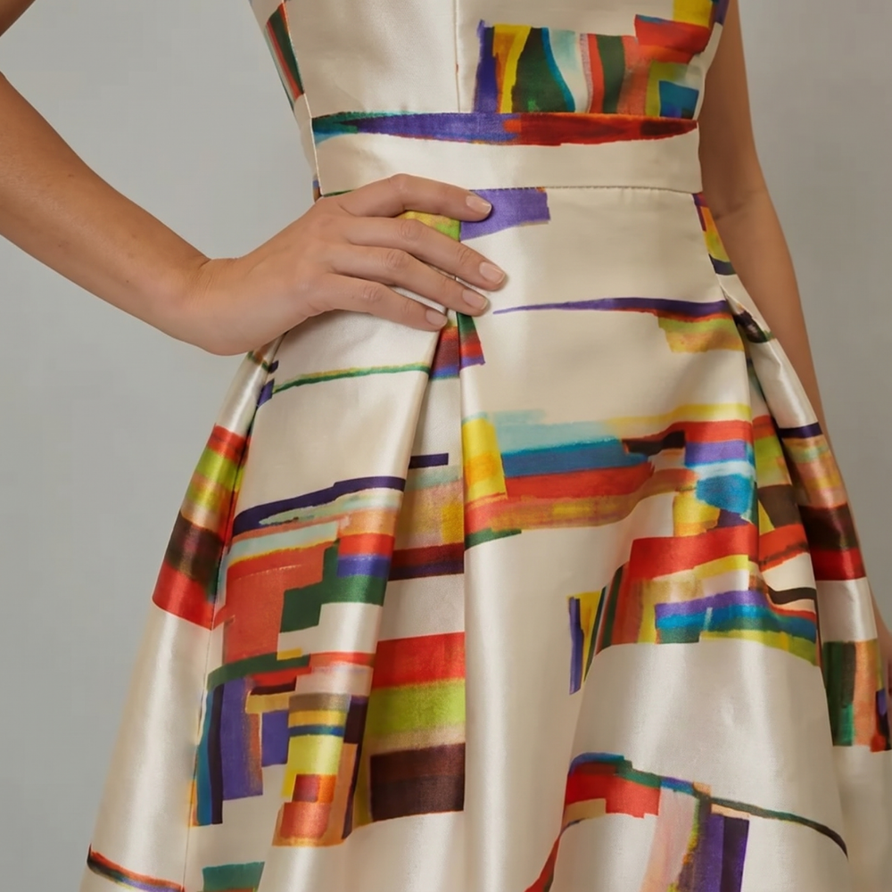 Dama Washington Maren women's sleeveless maxi dress cream colorblock print - view 7