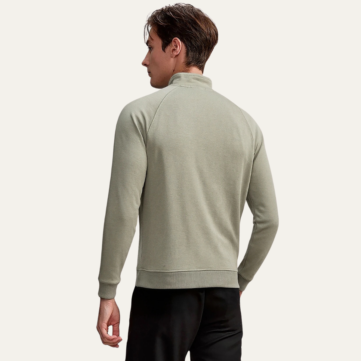 Axel | Men's Quarter Zip Sweater Beige Long Sleeve