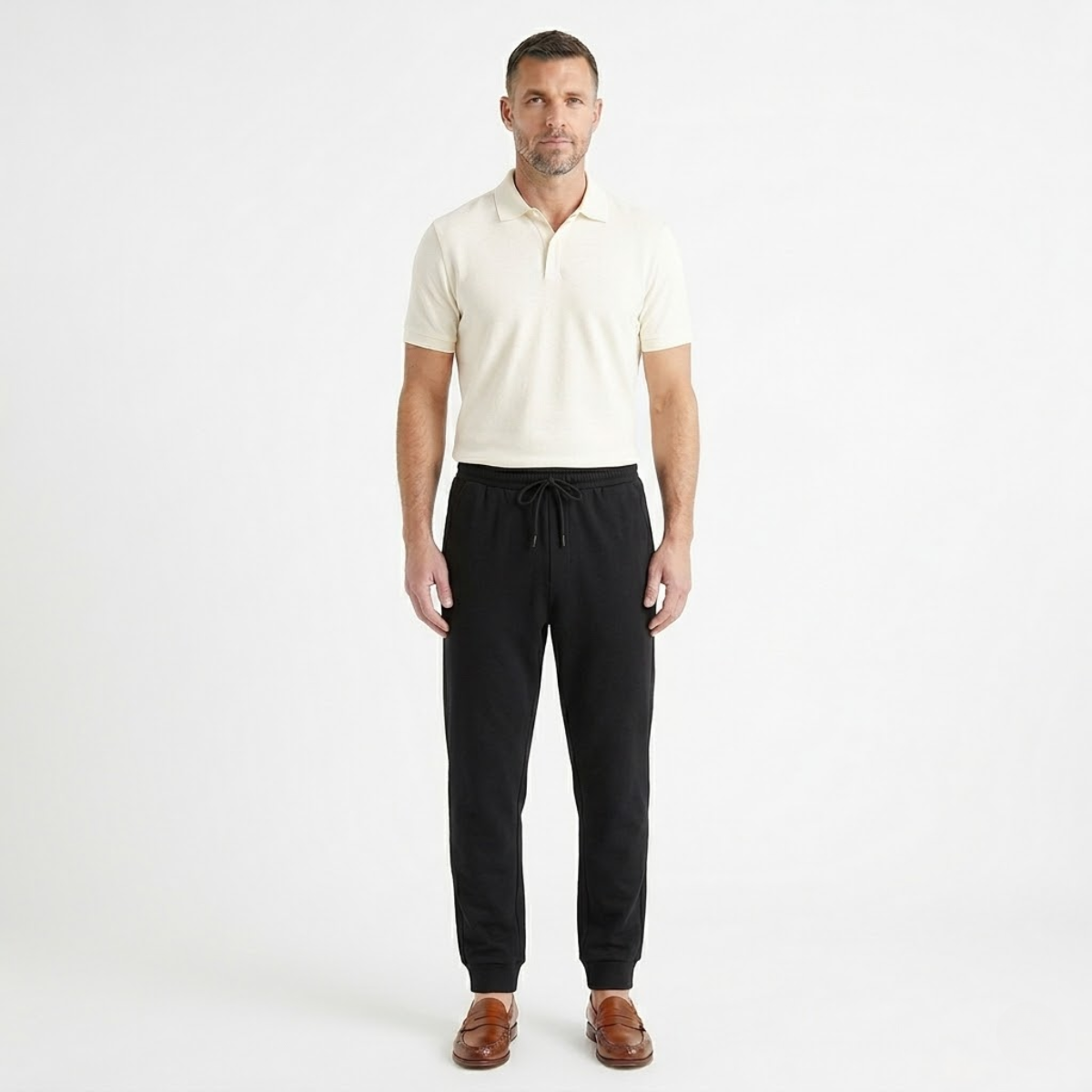 Axel | Men's Linen Joggers White Lightweight Summer Pants