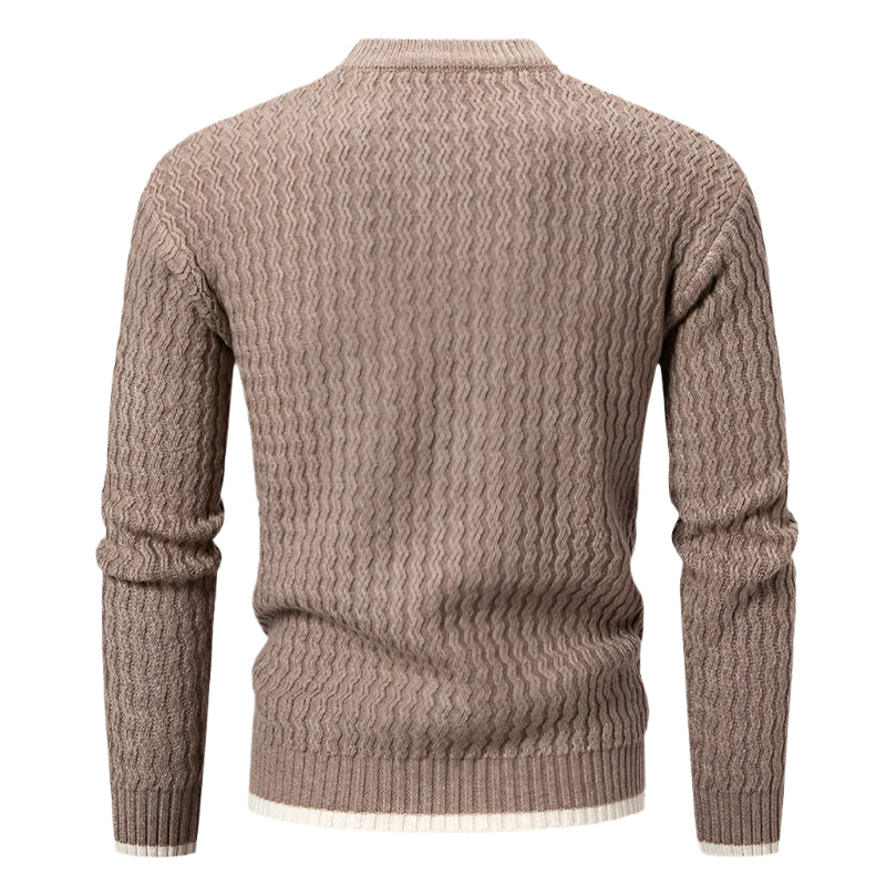 Bram | Men's Cable Knit Sweater Cream Crew Neck