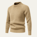 Dama Washington Bram men's crew neck sweater cream ribbed knit - front view