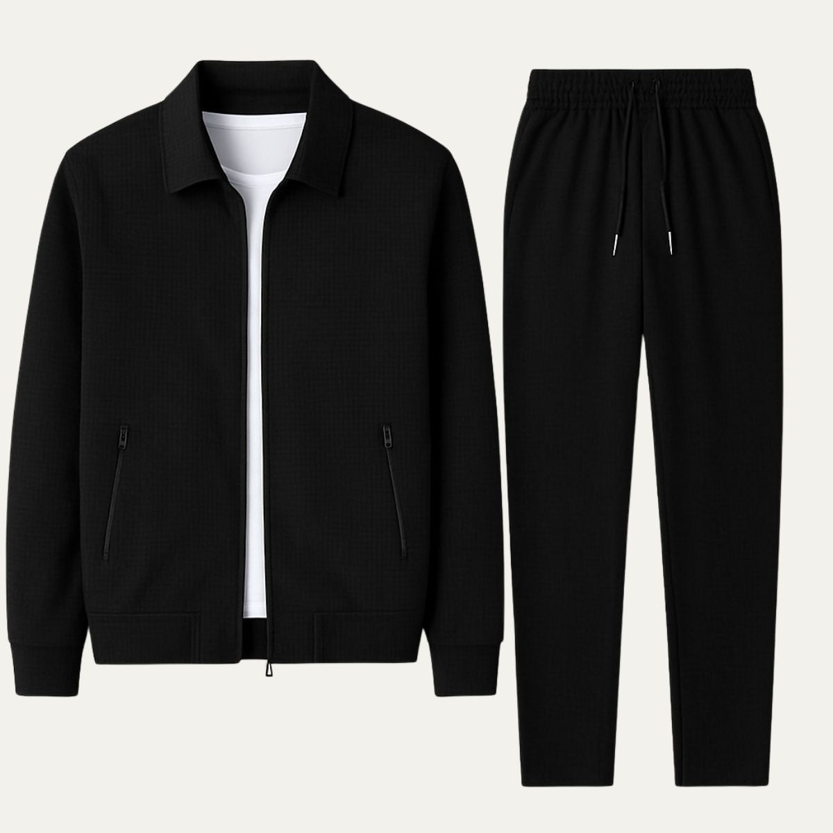 Rowan | Men's Linen Set White Textured Shirt Pants