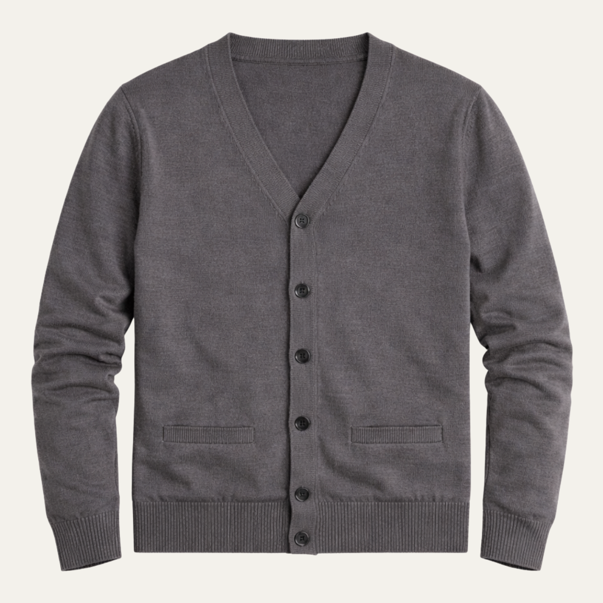 Axel | Men's V Neck Cardigan Gray Button Up Long Sleeve