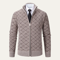 Dama Washington Knox men's geometric patterned cardigan sweater beige - front view