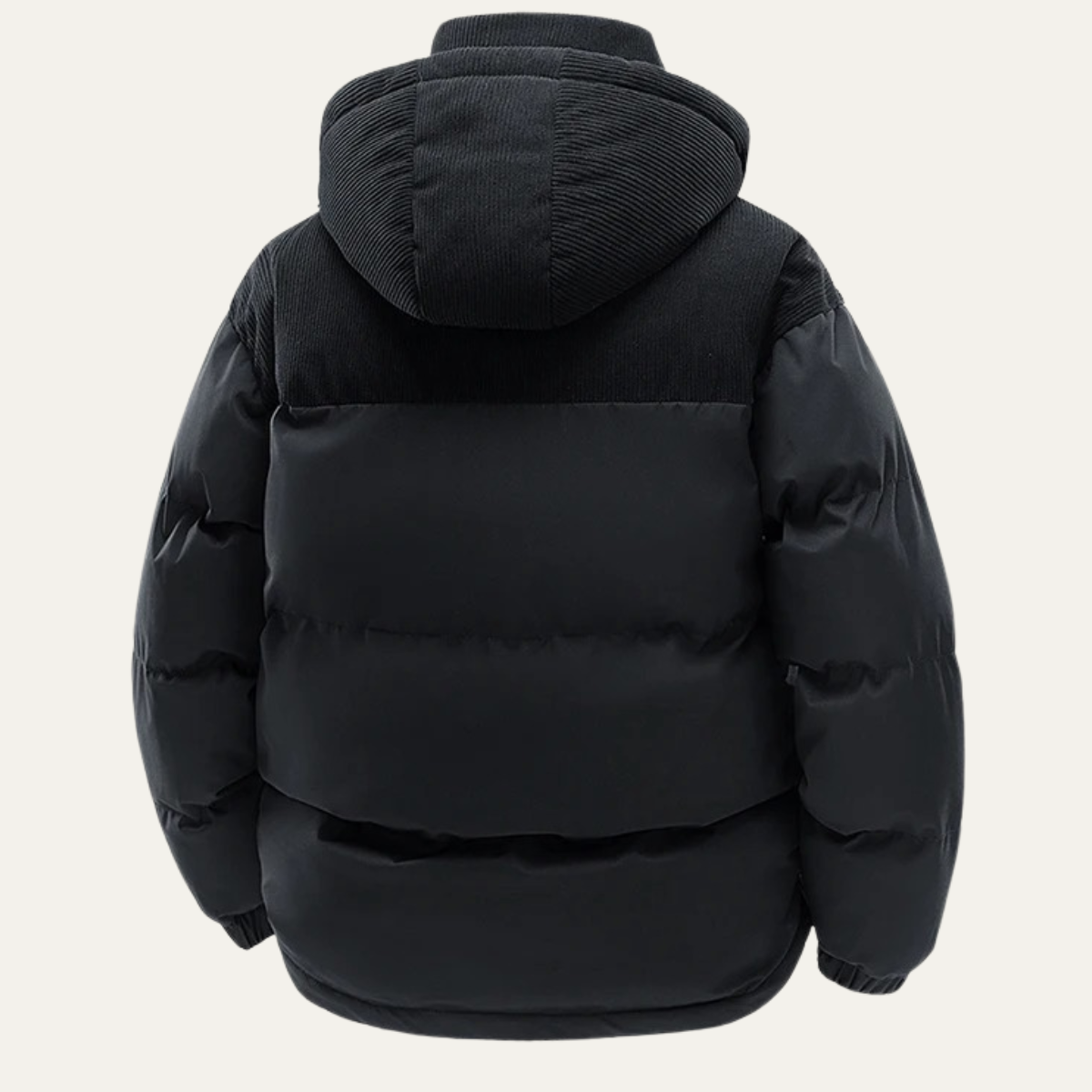 Ezra | Men's Puffer Jacket Black Hooded Quilted Winter