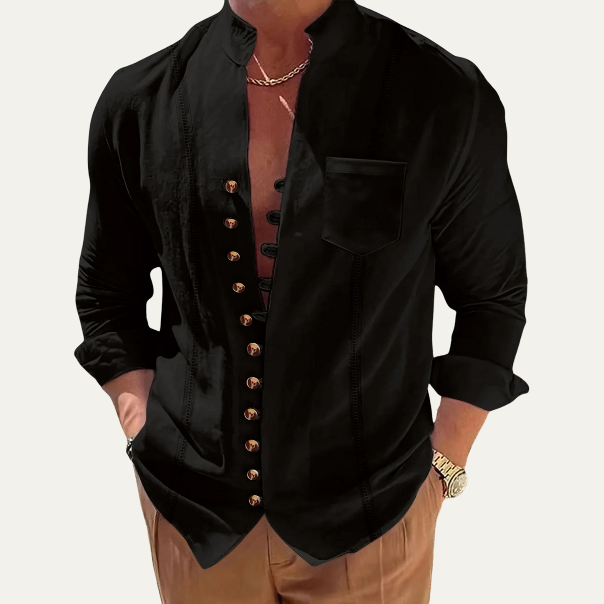 Axel | Men's Button Up Shirt White Long Sleeve Casual