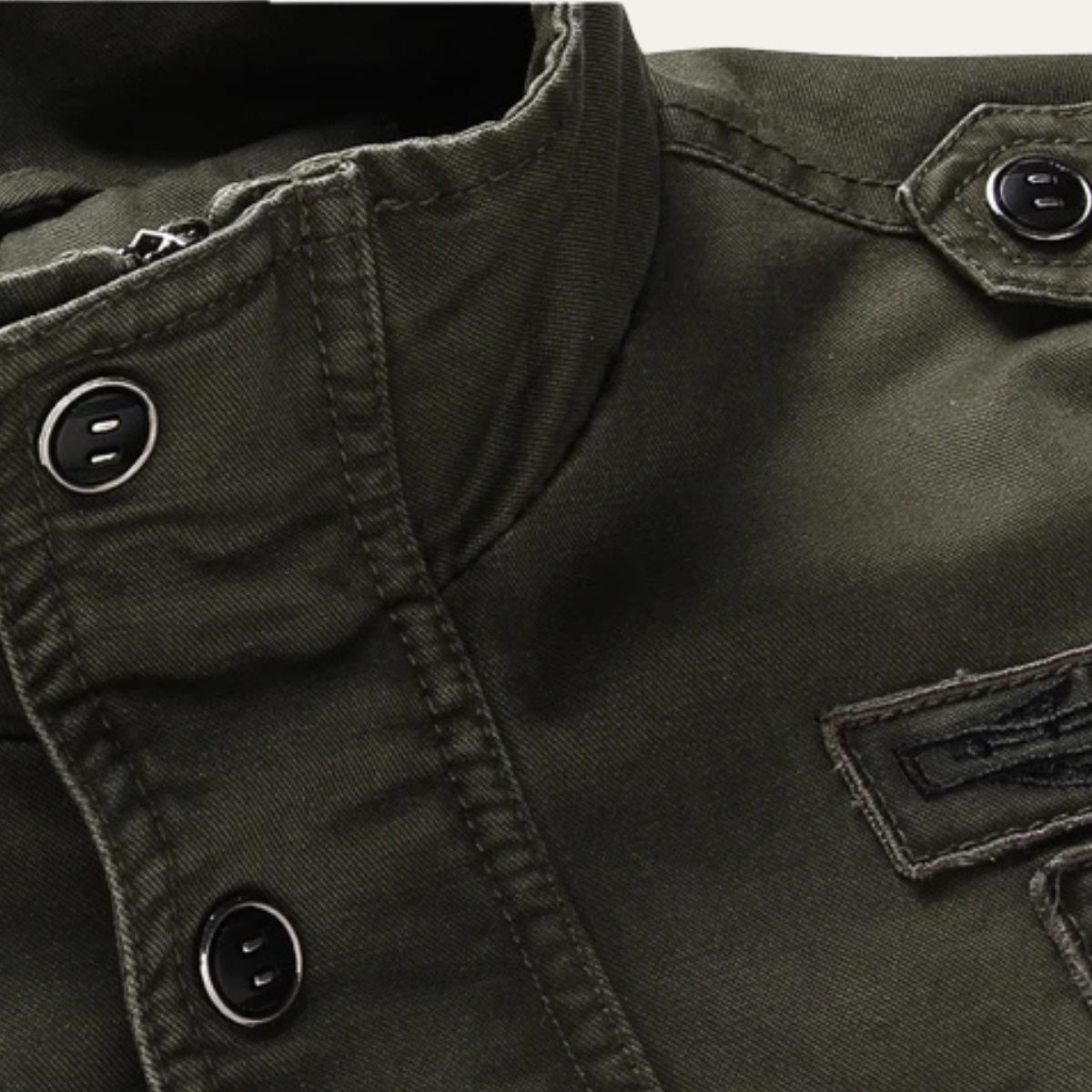 Flint | Men's Military Cargo Jacket Olive Green Stand Collar