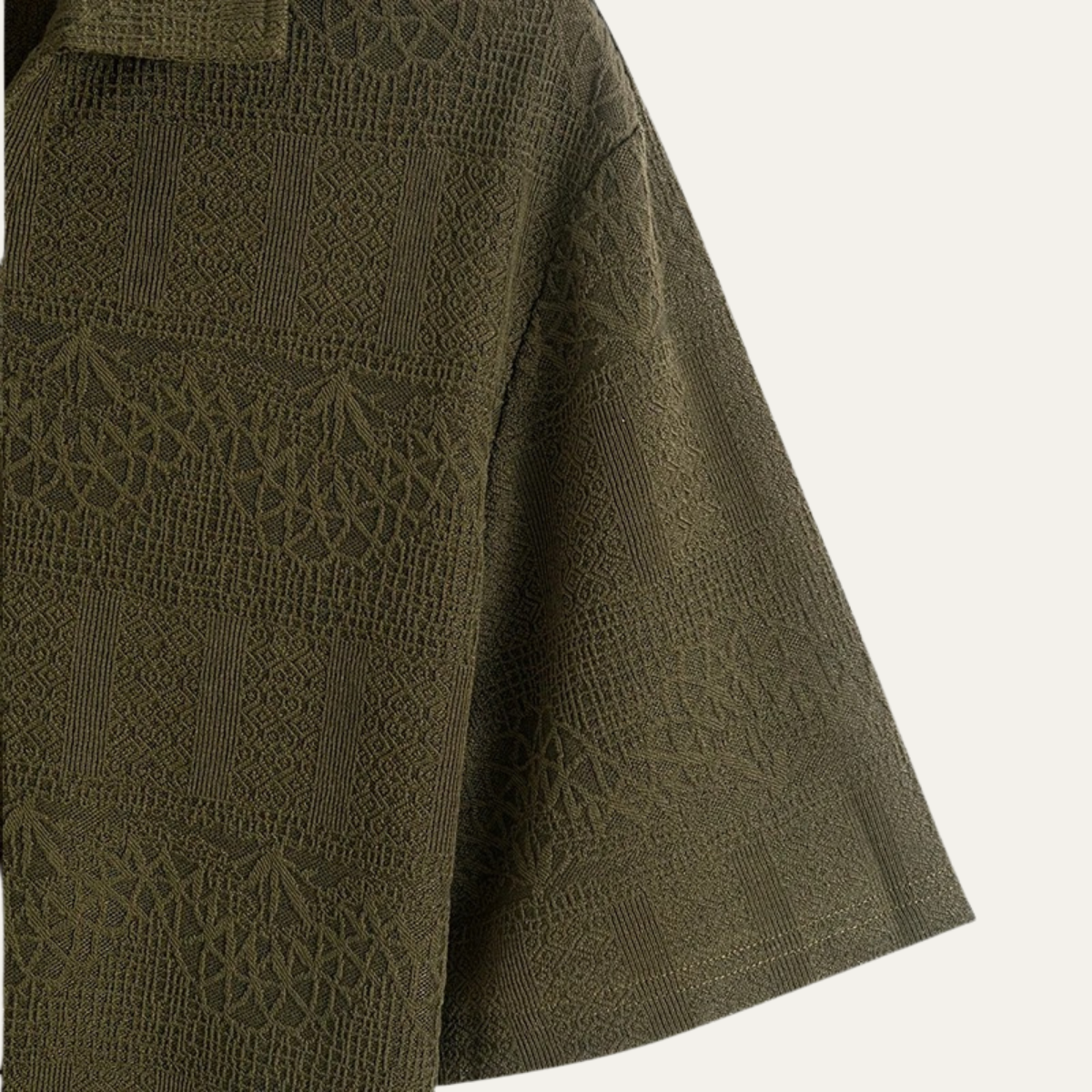 Beau | Men's Knit Polo Shirt Olive Green Short Sleeve