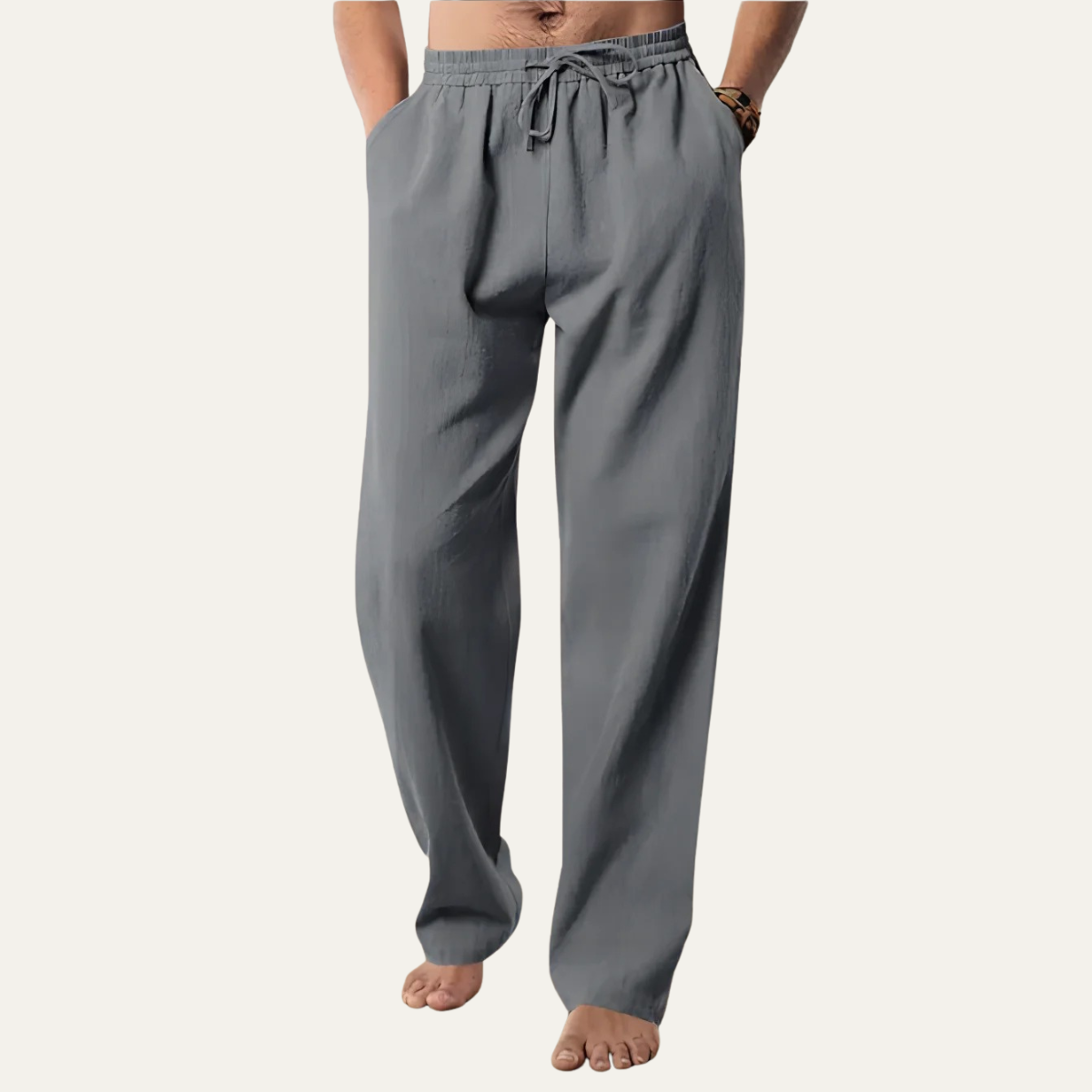 Axel | Men's Linen Pants Navy Wide Leg Drawstring