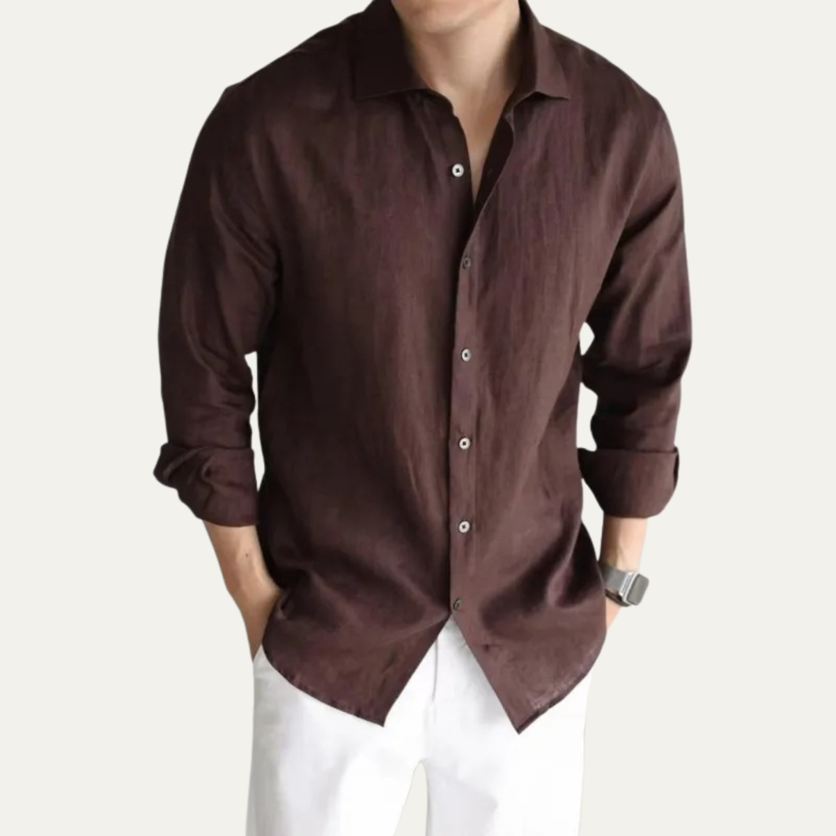 Callum | Men's Linen Button Up Shirt Charcoal