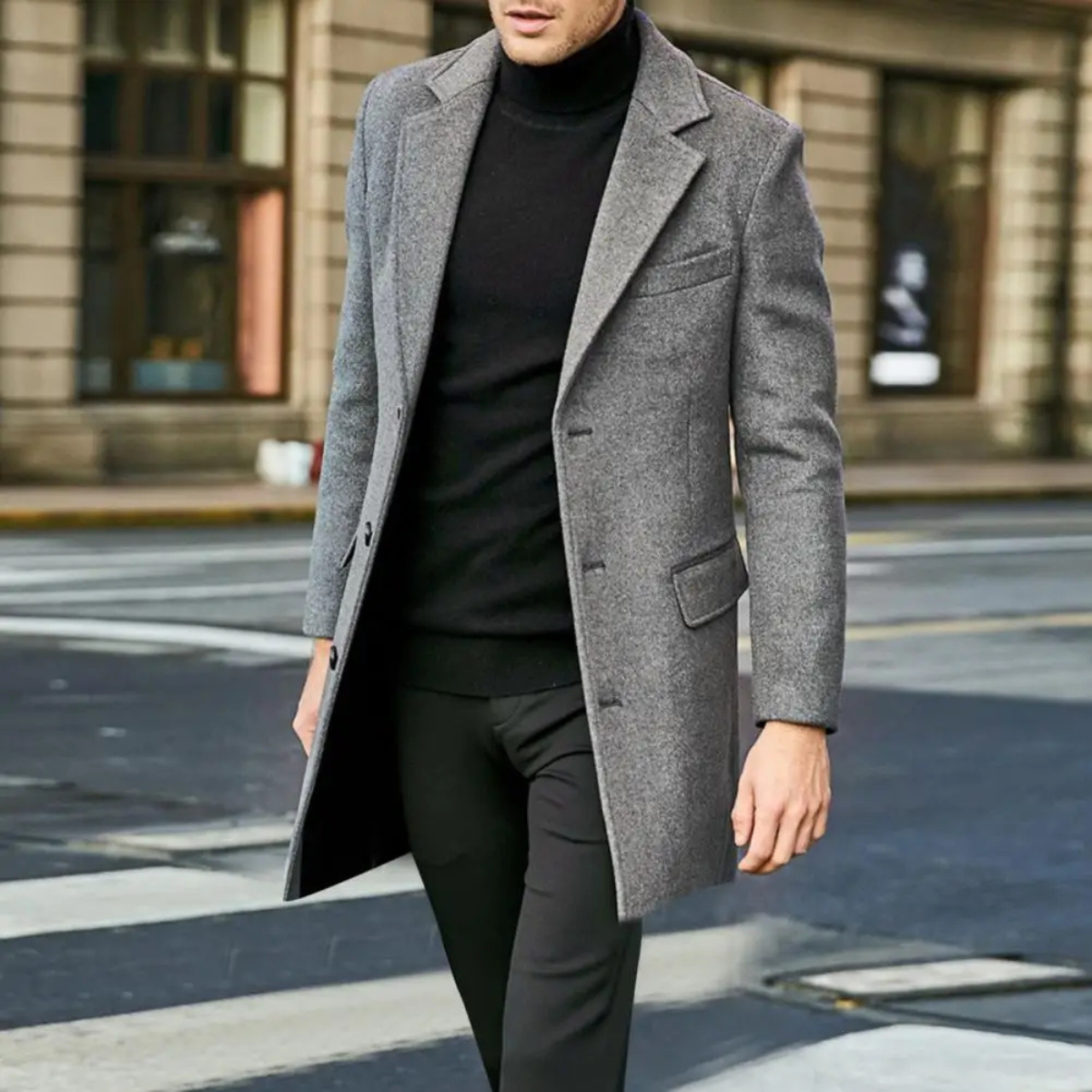 Rowan | Men's Wool Blend Overcoat Gray Single Breasted