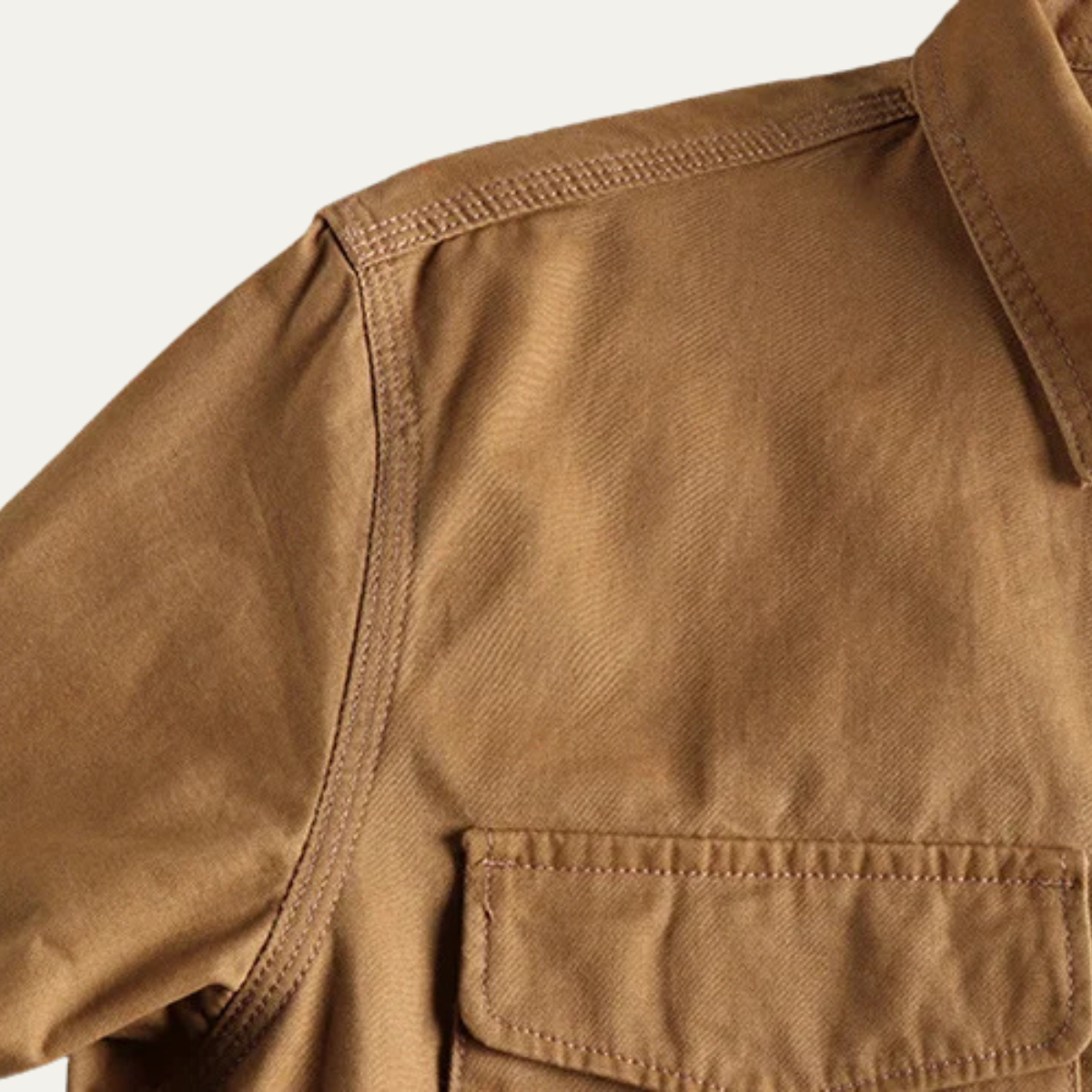 Grant | Men's Utility Denim Shirt Khaki Long Sleeve