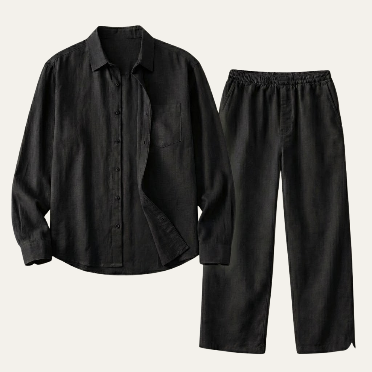 Rowan | Men's Linen Set Cream Oversized Shirt Pants