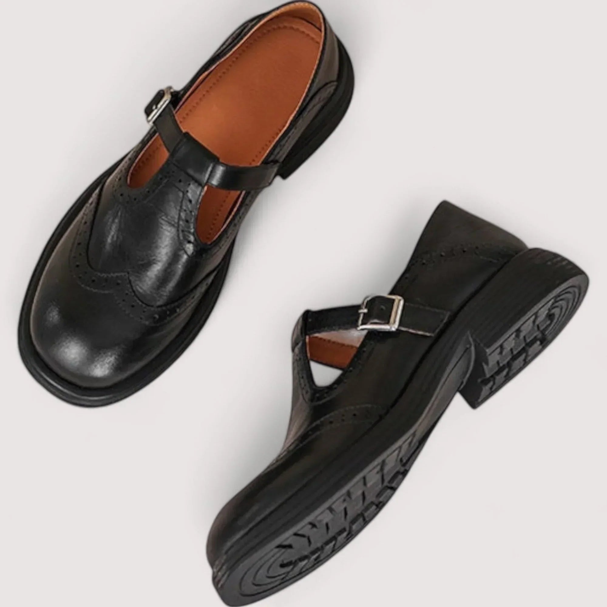 Stella | Women's Brogue Mary Jane Brown Leather Comfort Shoes