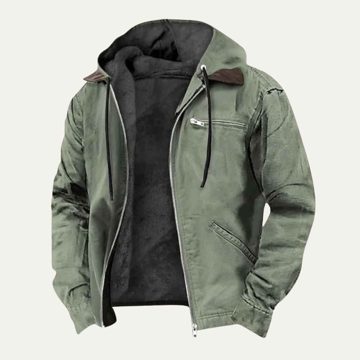 Ash | Men's Utility Jacket Tan Fleece Lined Hooded
