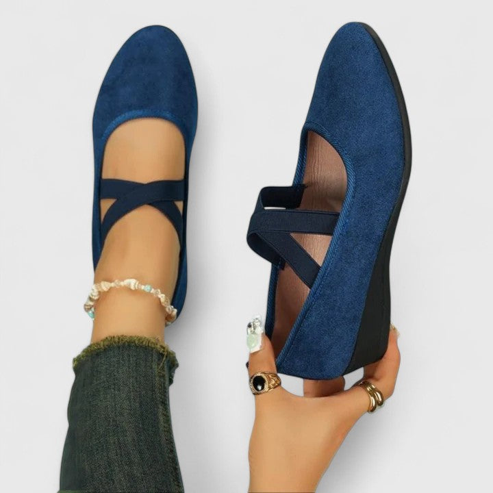 Stella | Women's Cross Strap Flat Shoes Black