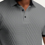 Dama Washington Bram men's casual textured polo shirt gray black trim - view 6
