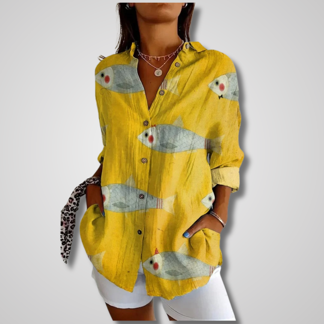 Stella | Women's Floral Button Down Shirt Multicolor Long Sleeve