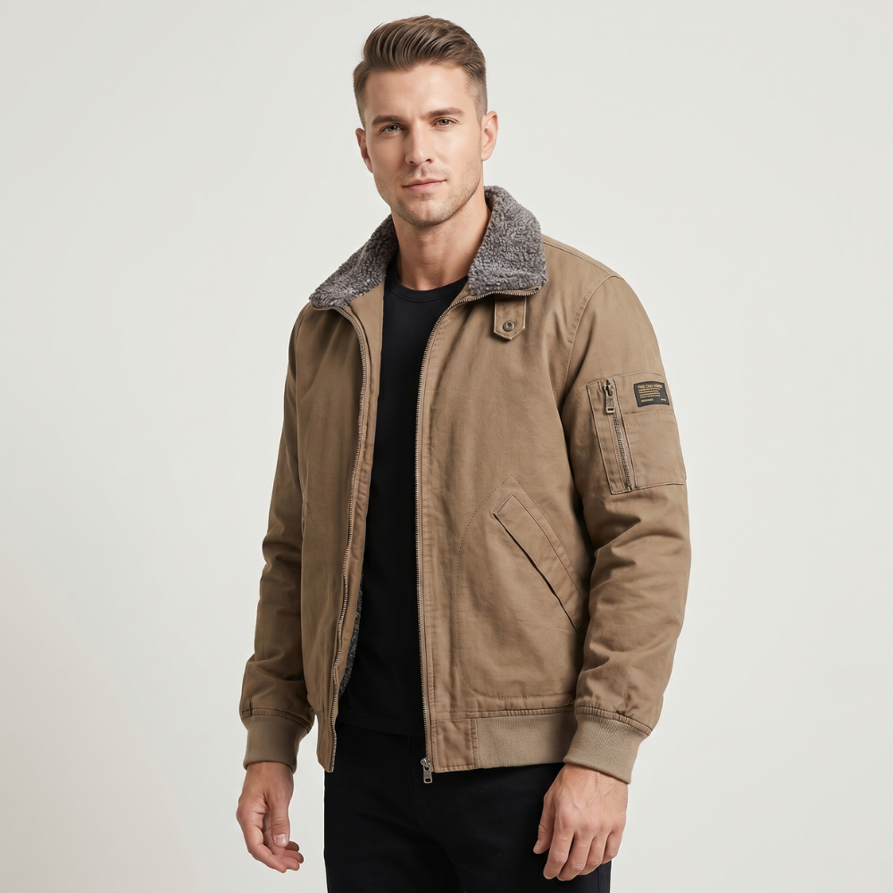 Dama Washington Sage men's black bomber jacket sherpa lined warm winter - view 9