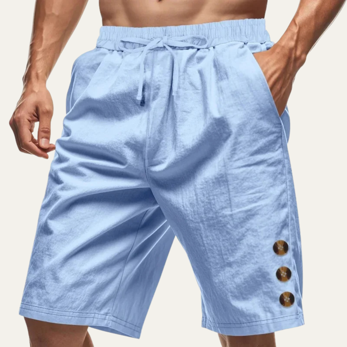Nash | Men's Casual Button Detail Shorts Black