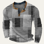 Dama Washington Sage men's patchwork henley shirt navy gold red - view 4