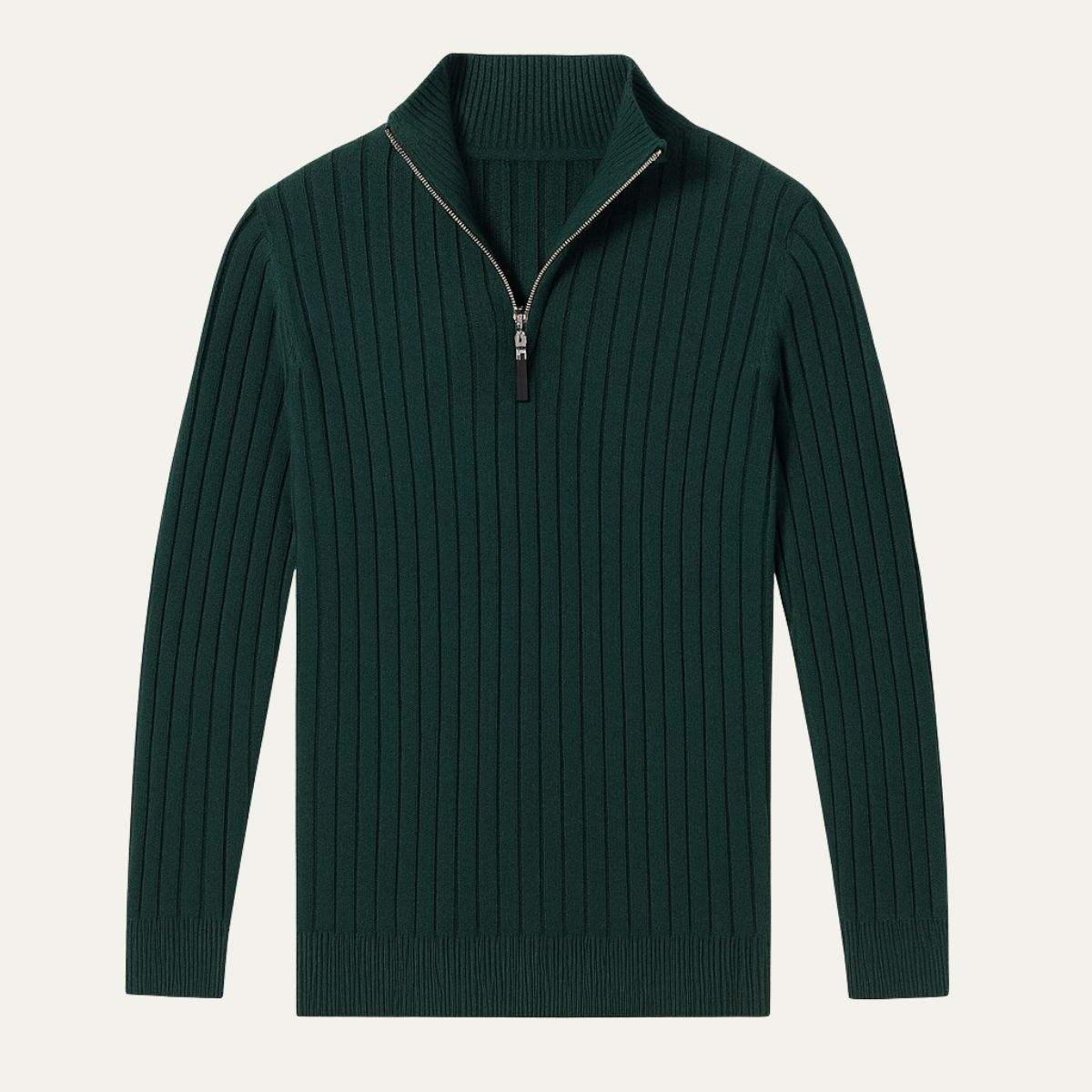 Axel | Men's Quarter Zip Sweater Cream Ribbed Knit
