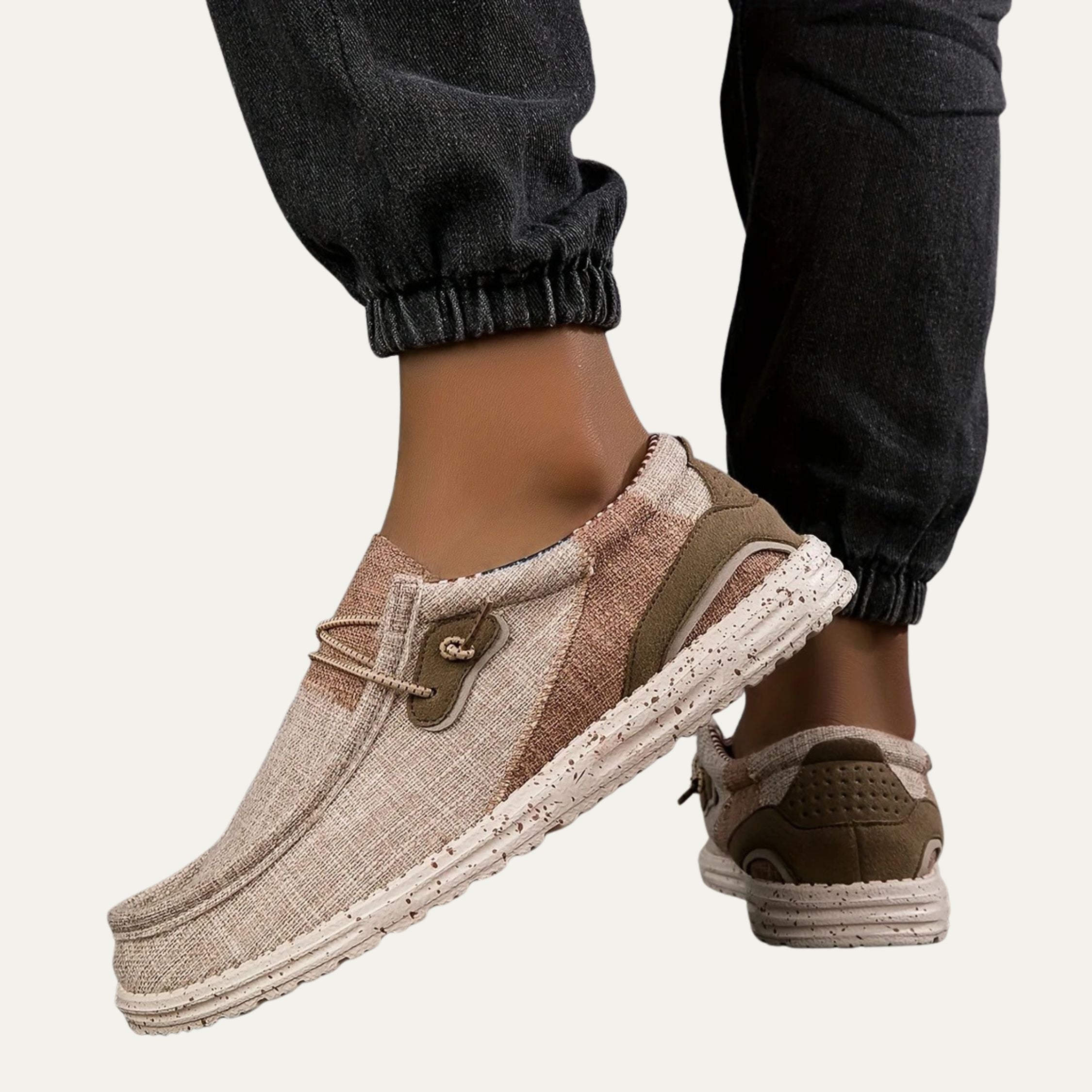 Faye | Women's Canvas Loafer Mule Cream Comfort Slip On