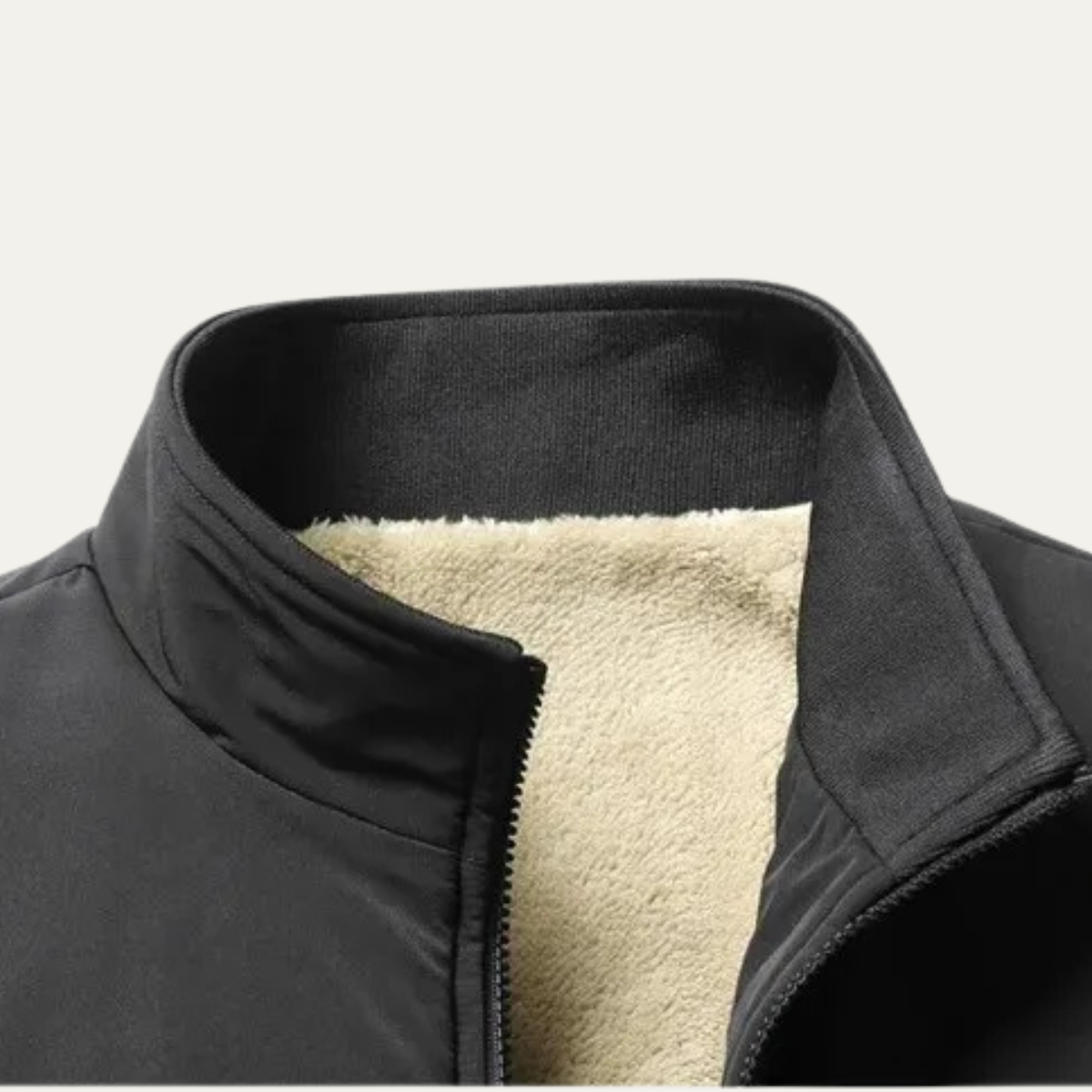 Ezra | Men's Sherpa Fleece Puffer Jacket Black Cream
