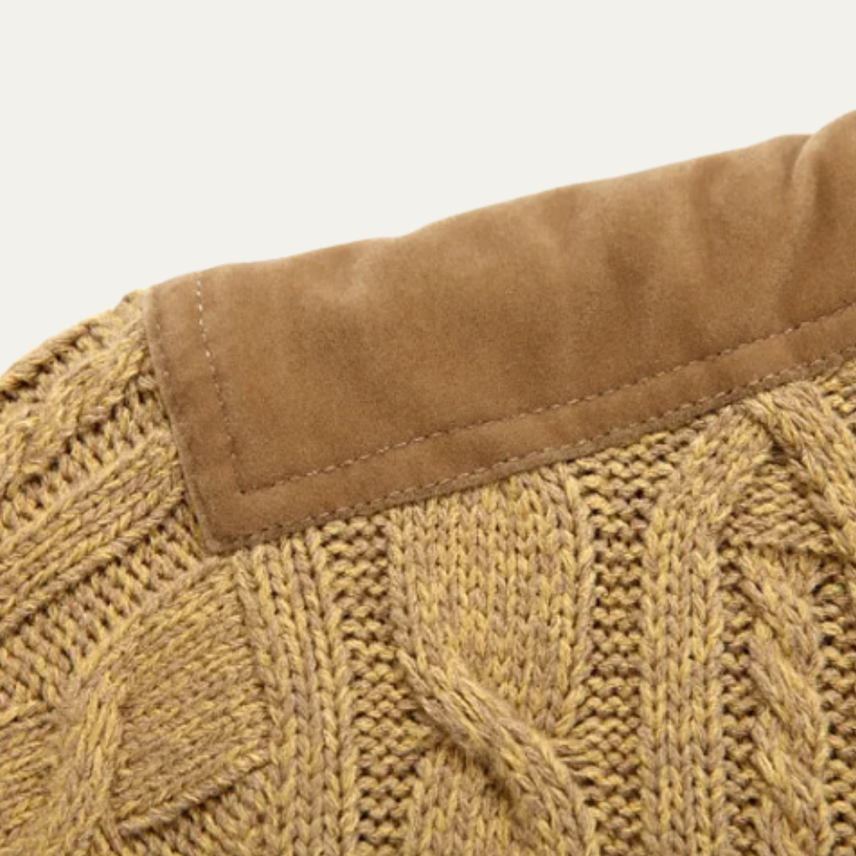Ash | Men's Cable Knit Cardigan Tan Button Up Sweater