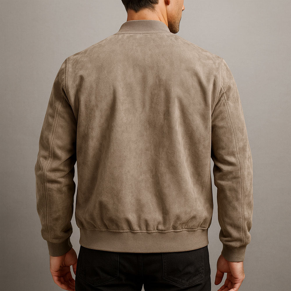 Axel | Men's Suede Zip Jacket Casual Beige