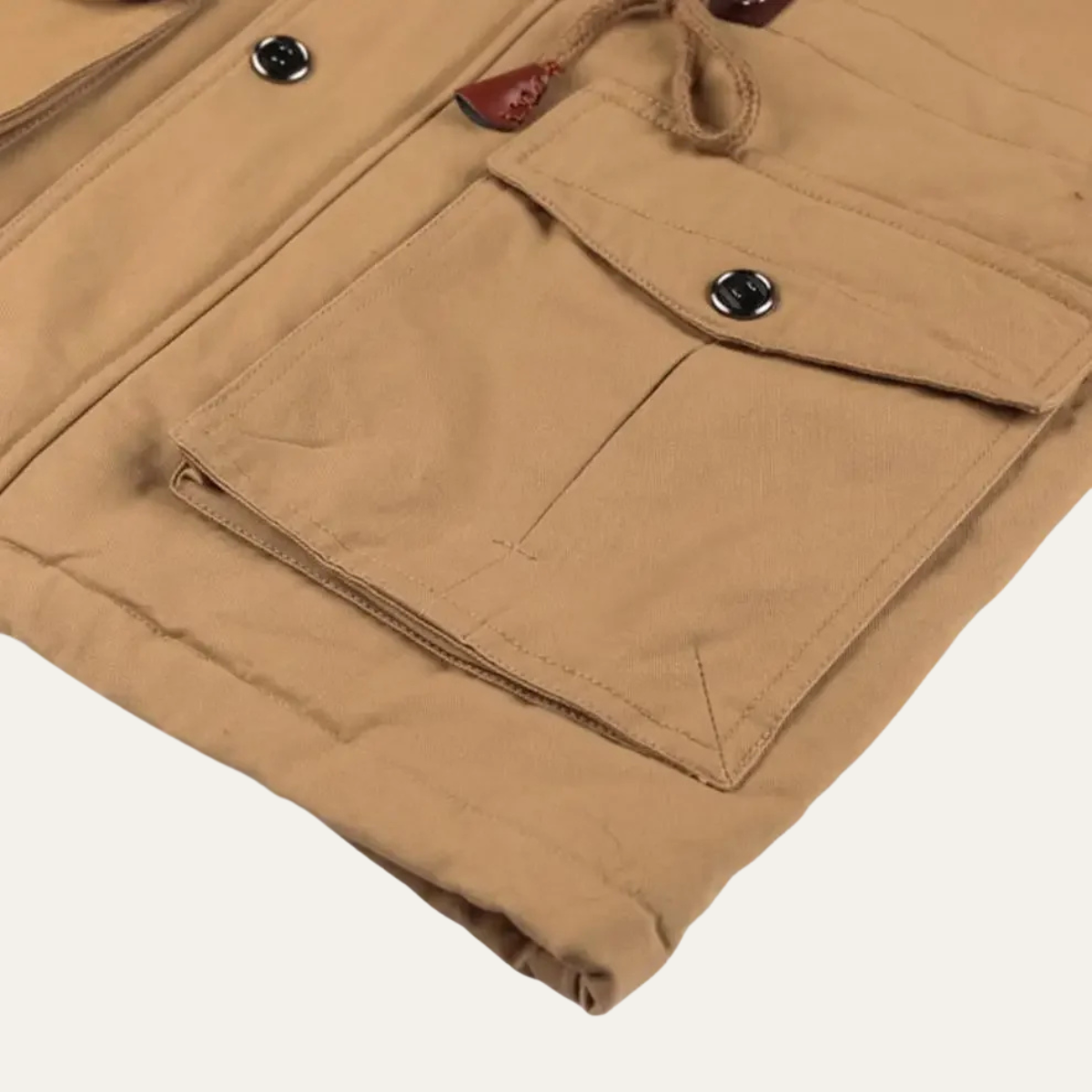 Ashton | Men's Utility Jacket Beige Cargo Pockets Hooded